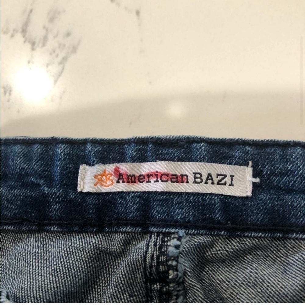 American BAZI cropped jeans distressed blue size:7 - Picture 5 of 13